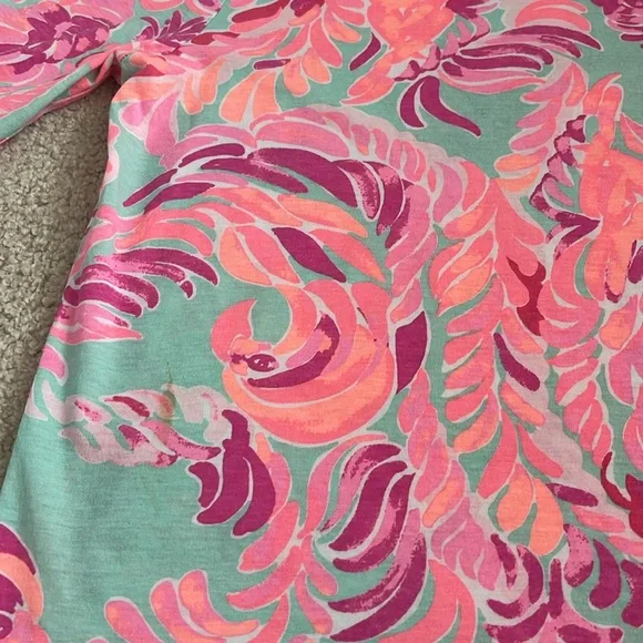 Girls Lilly Pulitzer Mini Marlowe T-Shirt Dress Love Birds Poolside Blue Size XL - Picture 2 of 9